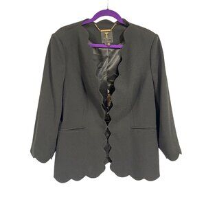 Ted Baker‎ Furna Open Scalloped Black Blazer Ted Baker Size 6 (U.S. Size 16-18)